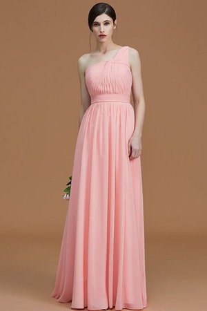 Ärmelloses Chiffon A Linie Gerüschtes Ein Schulterfreies Brautjungfernkleid - Bild 6