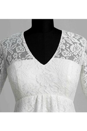 Abito da Sposa V-Scollo in pizzo con Increspato A-Line Semplice Shiena Sheer - Foto 4