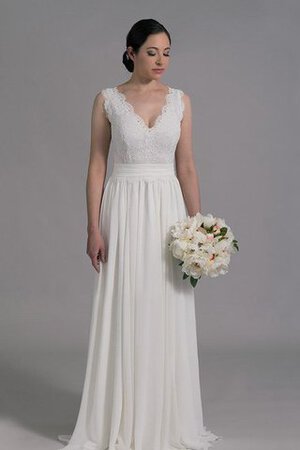 Robe de mariée luxueux avec chiffon a-ligne avec sans manches fermeutre eclair - Photo 1