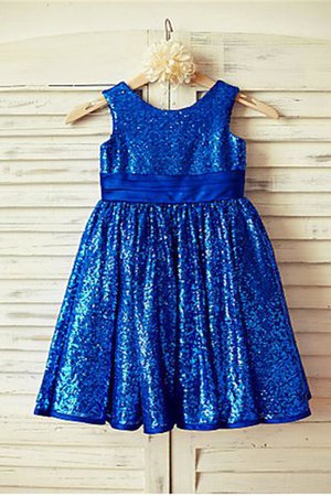 A-Linie Prinzessin Wadenlanges Blumenmädchenkleid mit Blume ohne Ärmeln - Bild 1
