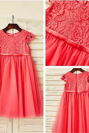 A-Linie Normale Taille Schaufel-Ausschnitt Tüll Blumenmädchenkleid mit Bordüre - Bild 5