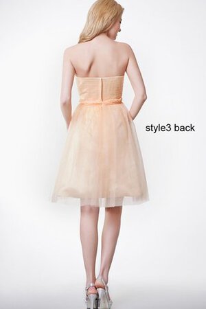 Ärmellos Tüll Reißverschluss plissiertes mini bescheidenes Brautjungfernkleid - Bild 6