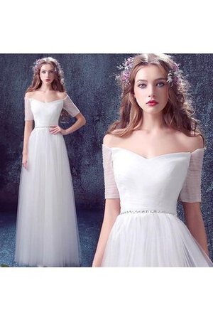 Clasico Vestido de Novia en Tul de Volantes Adorno de Escote con Hombros caídos - Foto 4