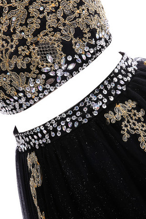 Halle Ärmelloses formelles exklusive Ballkleid mit Bordüre mit natürlicher Taille - Bild 4