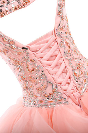 Halle Tüll swing modernes romantisches Quinceanera Kleid mit Kristall Blumenbrosche - Bild 7