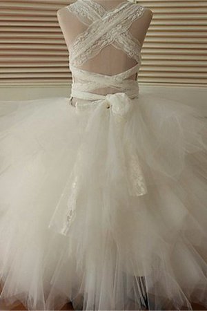 Robe de cortège enfant naturel de mode de bal en organza encolure ronde avec fleurs - Photo 4