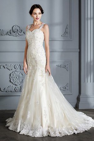 Robe de mariée naturel de traîne moyenne manche nulle de sirène au bord de la mer - Photo 5