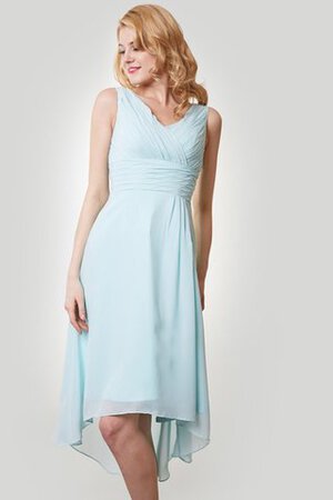 Gerüschtes Ärmelloses plissiertes vorn kurz hinten lang A-Line Brautjungfernkleid - Bild 5