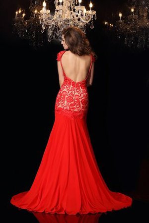 Empire Taille Reißverschluss Anständiges Abendkleid mit Hohem Kragen aus Chiffon - Bild 2