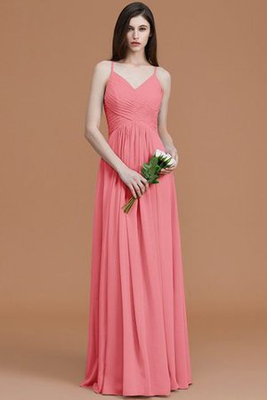 Robe demoiselle d'honneur naturel de princesse ruché avec chiffon avec sans manches - Photo 34