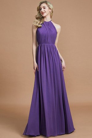 Robe demoiselle d'honneur naturel a-ligne manche nulle en chiffon de princesse - Photo 29