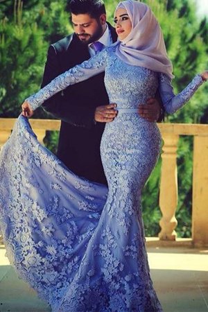 Meerjungfrau Einzigartig Langärmeliges Abendkleid mit Bordüre mit Schaufel Ausschnitt - Bild 2