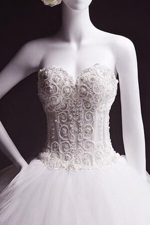 Satin Tüll Organza Paillette bodenlanges Brautkleid mit Jacke - Bild 5
