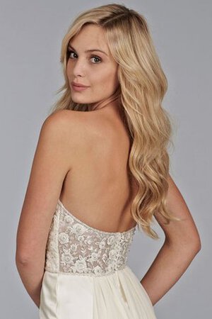 Abito da Sposa Senza Maniche Schiena Nuda Cuore con Ricamo a riva Coda A Strascico Corto - Foto 4
