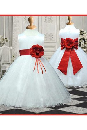 Organza A Linie Bodenlanges Anständiges Blumenmädchenkleid mit Blume - Bild 1