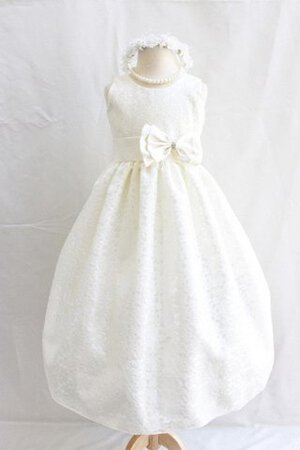 A-Line Juwel Ausschnitt Schaufel-Ausschnitt plissiertes bodenlanges langes Blumenmädchenkleid - Bild 1
