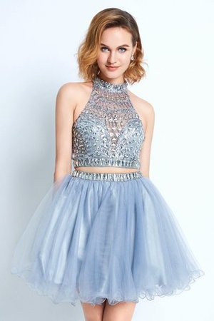 Ärmelloses Natürliche Taile hoher Ausschnitt Prinzessin Mini Cocktailkleid - Bild 1
