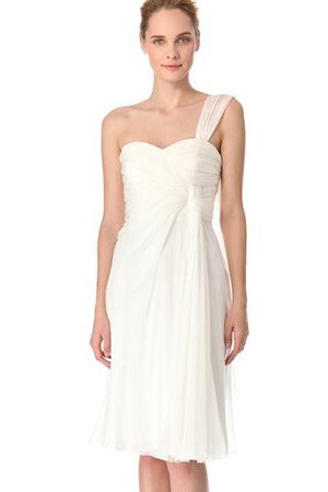 Robe de mariée plissage nature avec nœud à boucles d'épaule asymétrique en chiffon - Photo 1