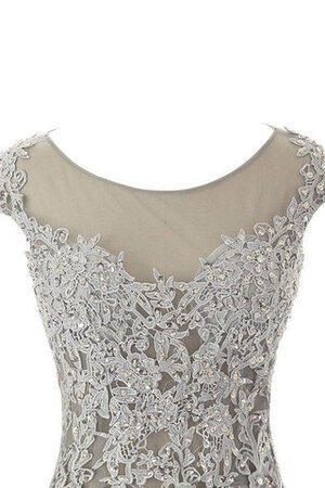 Robe de bal avec perle avec chiffon trou de serrure a-ligne avec manche courte - Photo 4