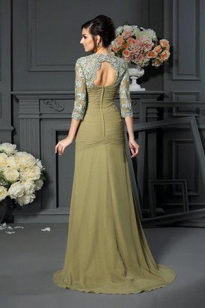 Ärmellos Reißverschluss Bodenlanges Brautmutterkleid mit Blume aus Chiffon - Bild 2