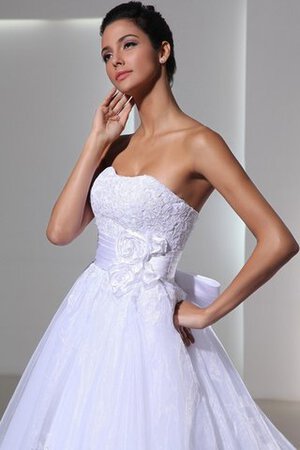 Normale Taille Reißverschluss Spitze bodenlanges Brautkleid mit Bordüre mit Gürtel - Bild 2