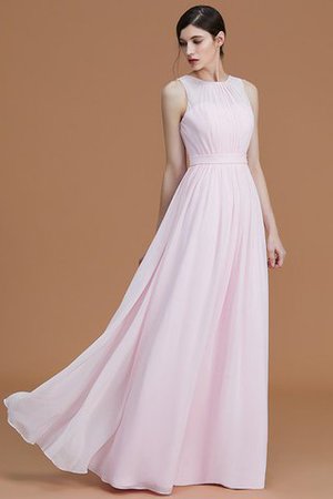Gerüschtes Natürliche Taile Reißverschluss Bodenlanges Brautjungfernkleid aus Chiffon - Bild 6