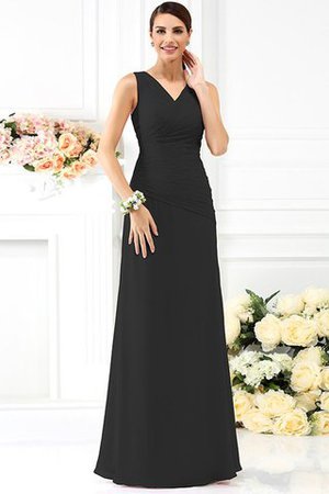 Empire Taille Enganliegendes Ärmelloses Brautjungfernkleid mit Drapierung aus Chiffon - Bild 2
