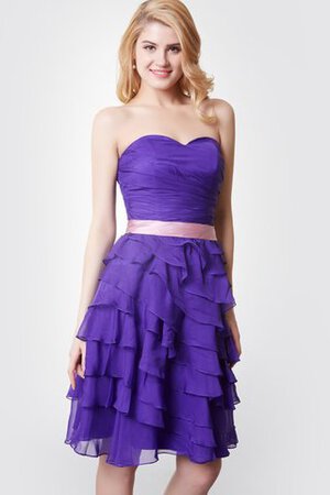 Chiffon Ärmelloses mini informelles bescheidenes Brautjungfernkleid mit Rüschen - Bild 5