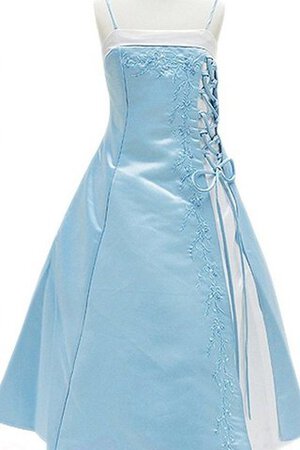 Robe de cortège enfant a-ligne jusqu'au sol fermeutre eclair bandouliere spaghetti en taffetas - Photo 1