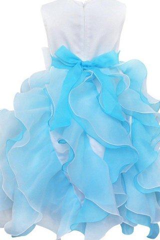 Robe de cortège enfant de lotus avec nœud col en bateau avec gradins appliques - Photo 2
