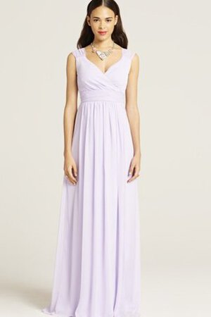 V-Ausschnitt Chiffon prächtiges Brautjungfernkleid mit gekappten Ärmeln - Bild 1