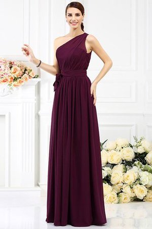 Chiffon Prinzessin Ärmelloses Bodenlanges Brautjungfernkleid mit Gürtel - Bild 4