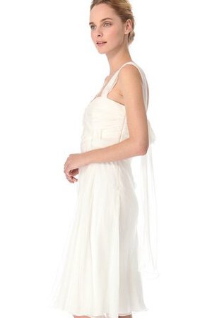 Robe de mariée plissage nature avec nœud à boucles d'épaule asymétrique en chiffon - Photo 3