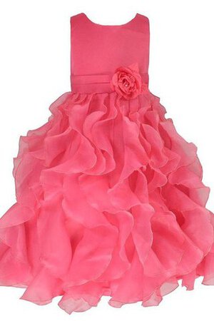 Reißverschluss a linie knöchellanges wadenlanges Blumenmädchenkleid ohne Ärmeln mit Blume - Bild 1