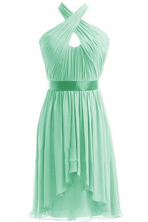 Robe demoiselle d'honneur naturel avec zip avec gradins de dos nu avec chiffon - Photo 1