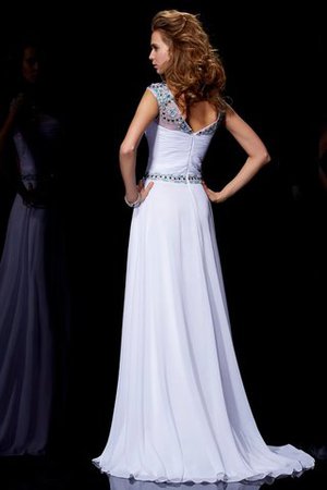 Perlenbesetztes kurze Ärmeln Prinzessin Schaufel-Ausschnitt Anständiges Abendkleid - Bild 2