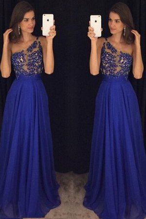 Ärmelloses Prinzessin Ein Schulter Abendkleid mit Natürlicher Taille aus Chiffon - Bild 1