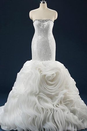 Robe de mariée naturel en tissu pailleté en organza de lotus de sirène - Photo 1