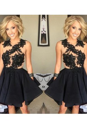 Chiffon A Linie Ärmelloses Mini Cocktailkleid mit Bordüre - Bild 1