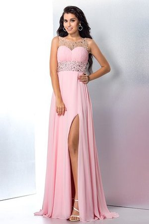 Reißverschluss Ärmelloses Sweep Zug Formelles Abendkleid mit Perlen - Bild 4