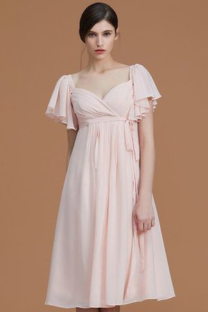 Vestido de Dama de Honor de Natural de Hasta la Rodilla de Manga corta de Cremallera - Foto 3