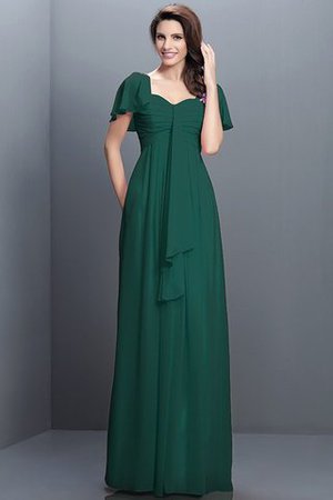 Halbe Ärmeln Herz-Ausschnitt Plissiertes Bodenlanges Brautjungfernkleid aus Chiffon - Bild 9