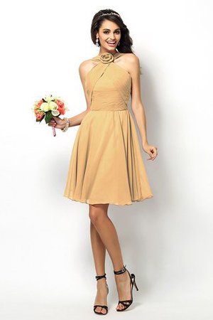 Robe demoiselle d'honneur naturel bref de col haut ligne a de princesse - Photo 12