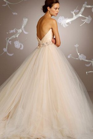 Sweep train Tüll rückenfreies Duchesse-Linie Brautkleid mit Juwel Ausschnitt - Bild 3