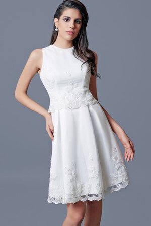 Ärmelloses plissiertes Reißverschluss A-Linie Hoher Kragen Abiballkleid aus Spitze - Bild 5