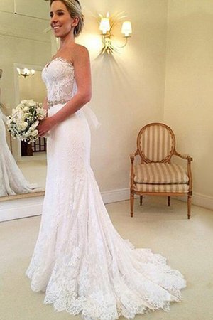 Robe de mariée en dentelle ceinture avec perle distinctif dos nu solennel - Photo 2