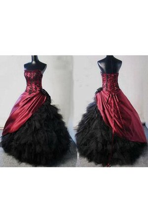 Paillettenbesetztes Ein Schulter Satin Organza wadenlanges Quinceanera Kleid mit Bordüre - Bild 1