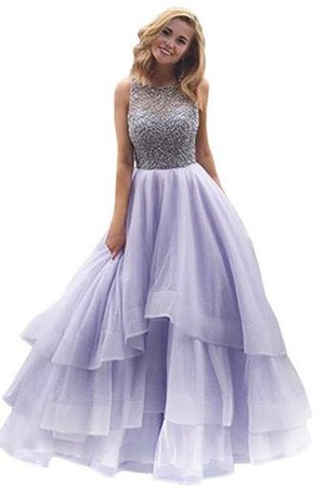 Robe de quinceanera longue naturel de mode de bal avec perle en organza - Photo 1