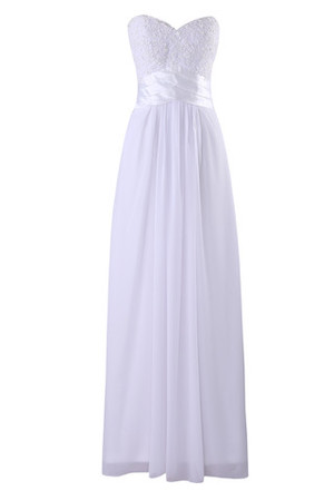 Trägerlos Ärmelloses schwingendes knöchellanges schlichtes Brautkleid mit Perlen - Bild 1