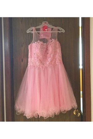 Normale Taille A Linie Kurzes Cocktailkleid mit Applike mit Schaufel Ausschnitt - Bild 2
